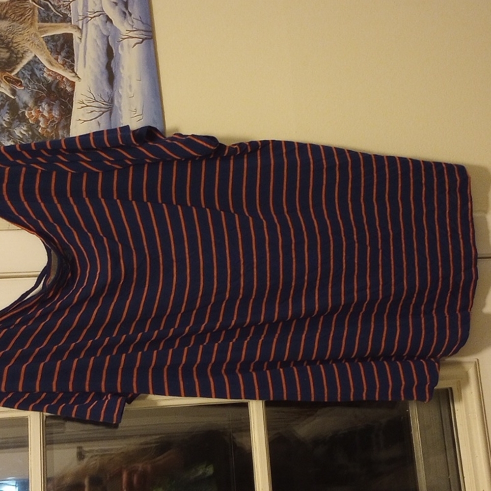 Navy Blue/ Orange Striped Top